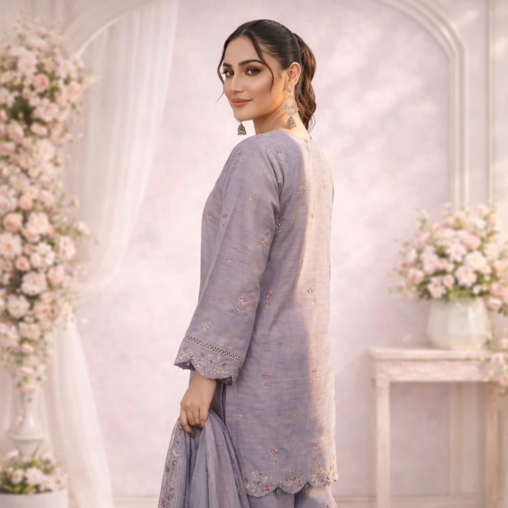 Lavender Bloom — Embroidered Lawn 3-Piece