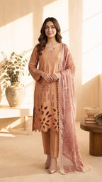 Peach Cutwork — Lawn 3-Piece