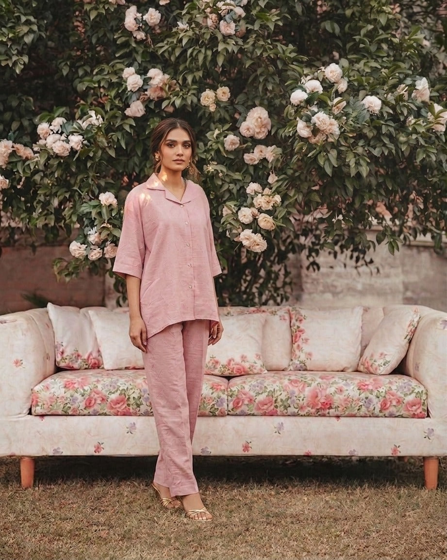 Rose Bloom — Lawn Self Print Co-ord Set
