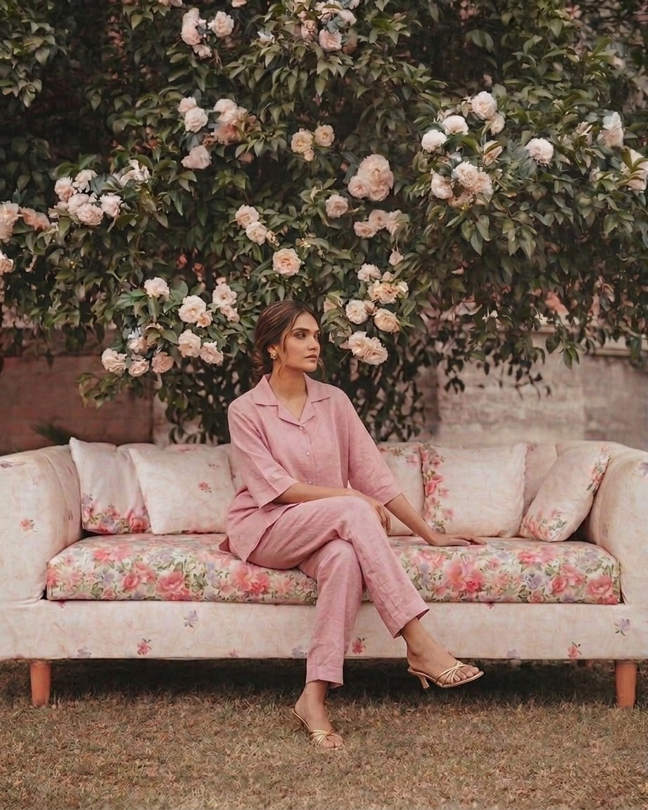 Rose Bloom — Lawn Self Print Co-ord Set